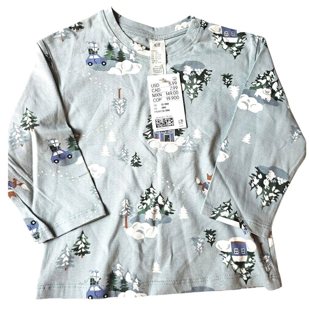H&M Baby Long-Sleeve Woodland Print T-Shirt 18M